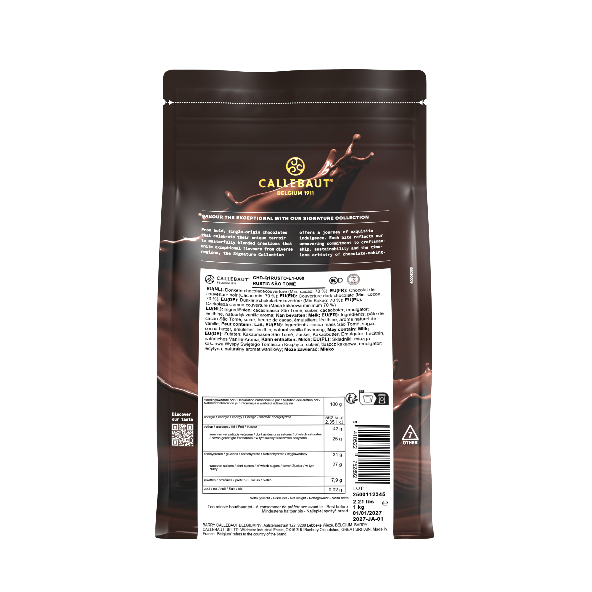 Dark Chocolate Callets Rustic Sao Tome 70% 1kg, , large